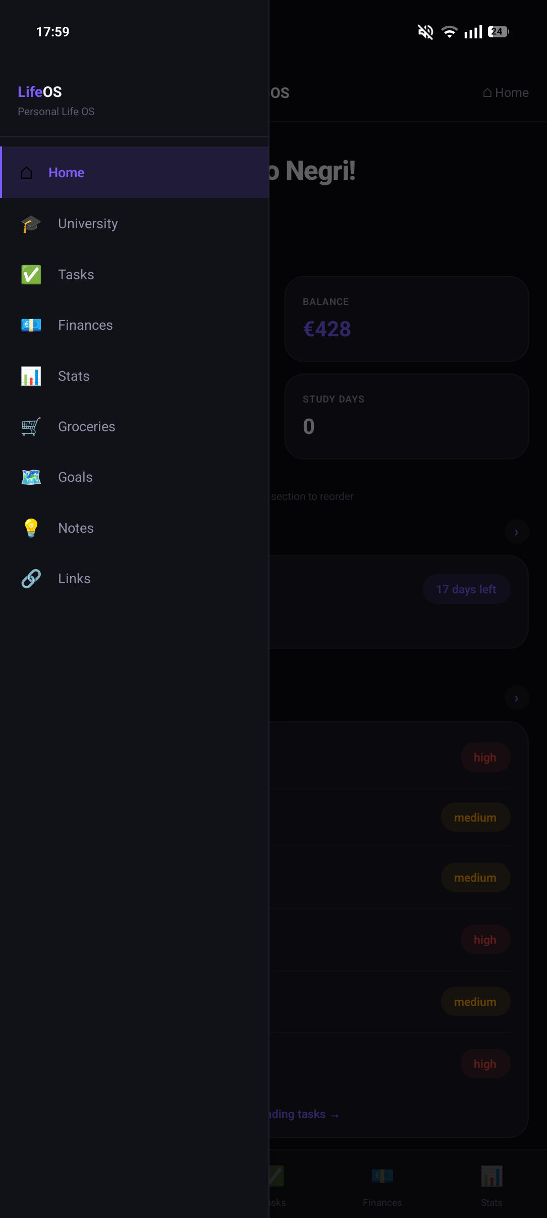 LifeOS All Screens Overview